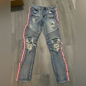 Jeans with red stripe